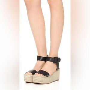 Vince Black Abby Leather Espadrille Sandals Sz8